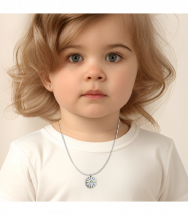 Girls White Daisy Charm Necklace - Birthday Gifts