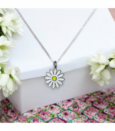 Girls White Daisy Charm Necklace - Birthday Gifts