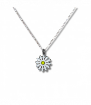 Girls White Daisy Charm Necklace - Birthday Gifts