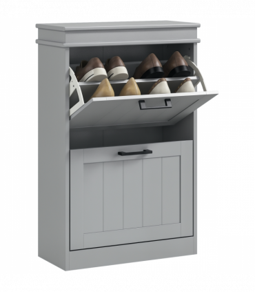 HOMCOM Slim Shoe Storage Cabinet with 2 Flip Drawers for Entryway, Grey