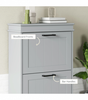 HOMCOM Slim Shoe Storage Cabinet with 2 Flip Drawers for Entryway, Grey