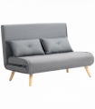 HOMCOM Click Clack Sofa Bed, 2-Seater Bed Settee for Living Room, Grey