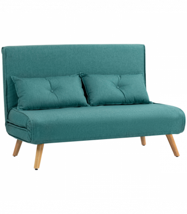 HOMCOM Click Clack Sofa Bed, 2 Seater Bed Settee for Living Room, Green