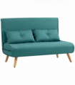 HOMCOM Click Clack Sofa Bed, 2 Seater Bed Settee for Living Room, Green