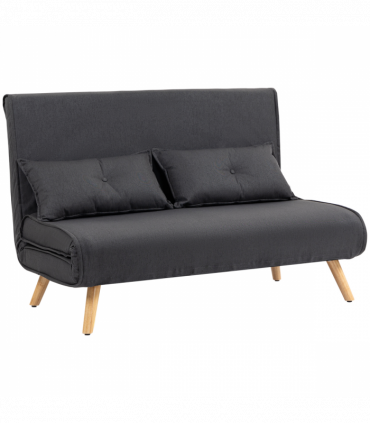 HOMCOM Click Clack Sofa Bed, 2 Seater Bed Settee for Living Room, Grey