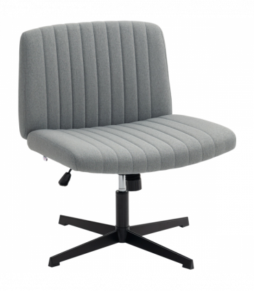 HOMCOM Linen Criss Cross Legged Office Chair with Tilt Function, Grey