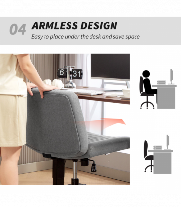 HOMCOM Linen Criss Cross Legged Office Chair with Tilt Function, Grey