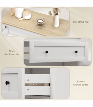 HOMCOM Sideboard Storage Cabinet with Adjustable Shelf, Drawer, White