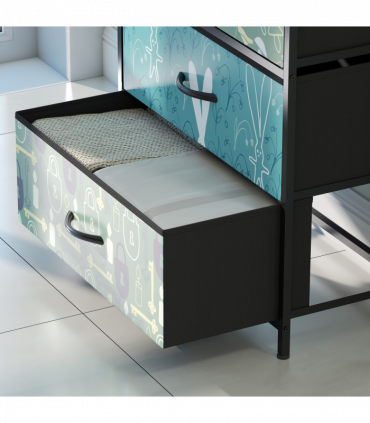 HOMCOM 4-Drawer Chest of Drawers, Fabric Dresser with Open Shelf, Blue