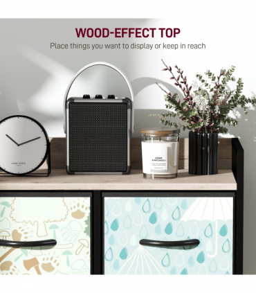 HOMCOM 5-Drawer Chest of Drawers, Fabric Dresser with Open Shelf, Blue