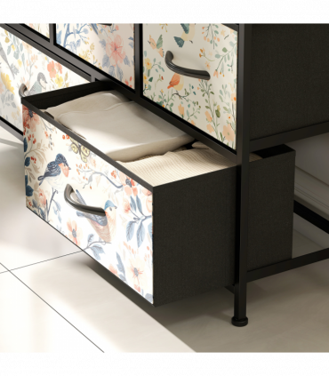 HOMCOM 5-Drawer Chest of Drawers, Fabric Dresser, White