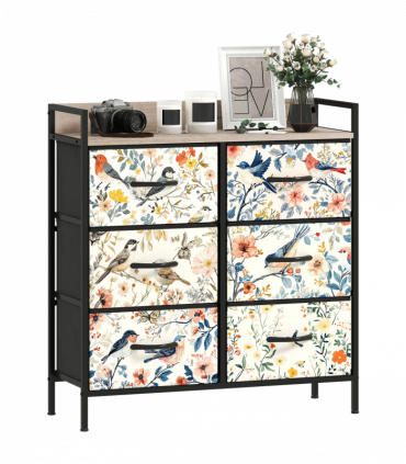 HOMCOM 6-Drawer Chest of Drawers, Fabric Dresser, White