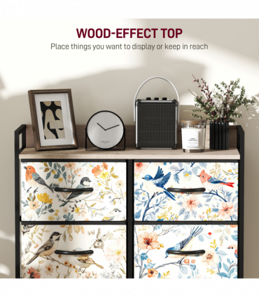 HOMCOM 6-Drawer Chest of Drawers, Fabric Dresser, White