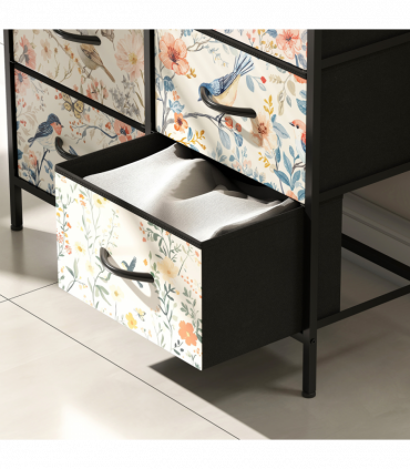 HOMCOM 6-Drawer Chest of Drawers, Fabric Dresser, White