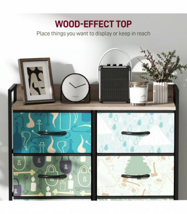 HOMCOM 8-Drawer Chest of Drawers, Fabric Dresser with Open Shelf, Blue