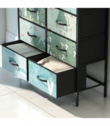 HOMCOM 8-Drawer Chest of Drawers, Fabric Dresser with Open Shelf, Blue