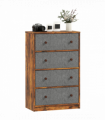 HOMCOM Chest of Drawers, 4 Drawer Dresser for Bedroom, Grey and Rustic Brown