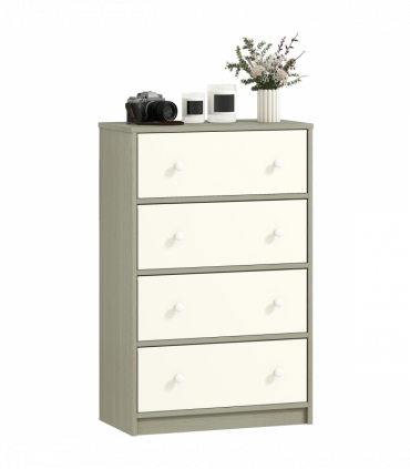 HOMCOM Chest of Drawers, 4 Drawer Dresser for Bedroom, White and Grey