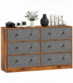 HOMCOM Chest of Drawers, 6 Drawer Dresser for Bedroom, Grey and Rustic Brown