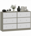 HOMCOM Chest of Drawers, 6 Drawer Dresser for Bedroom, White and Grey