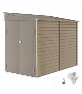 Outsunny 5 x 9ft Galvanised Metal Garden Shed with Foundation Kit, Brown