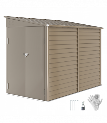 Outsunny 5 x 9ft Galvanised Metal Garden Shed with Foundation Kit, Brown