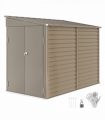 Outsunny 5 x 9ft Galvanised Metal Garden Shed with Foundation Kit, Brown