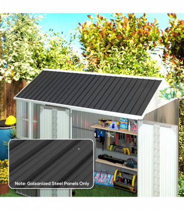 Outsunny Pack of 12 Metal Roofing Sheets for Greenhouse, Black