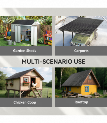 Outsunny Pack of 12 Metal Roofing Sheets for Greenhouse, Black