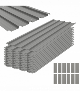 Outsunny Pack of 12 Metal Roofing Sheets for Greenhouse, Light Grey