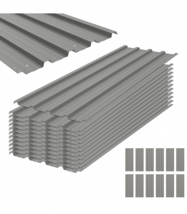Outsunny Pack of 12 Metal Roofing Sheets for Greenhouse, Light Grey