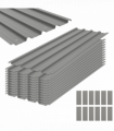 Outsunny Pack of 12 Metal Roofing Sheets for Greenhouse, Light Grey