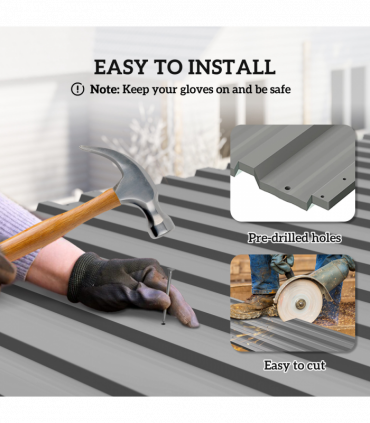 Outsunny Pack of 12 Metal Roofing Sheets for Greenhouse, Light Grey