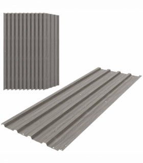 Outsunny Pack of 12 Metal Roofing Sheets for Greenhouse, Grey Wood Effect