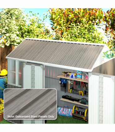 Outsunny Pack of 12 Metal Roofing Sheets for Greenhouse, Grey Wood Effect