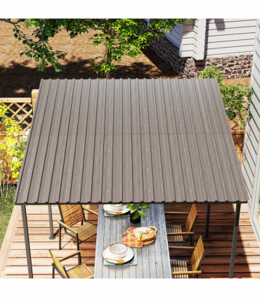 Outsunny Pack of 12 Metal Roofing Sheets for Greenhouse, Grey Wood Effect