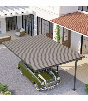 Outsunny Pack of 12 Metal Roofing Sheets for Greenhouse, Grey Wood Effect