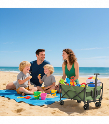 Outsunny 62L Festival Trolley, 120kg Heavy Duty Folding Trolley Cart, Green