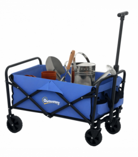 Outsunny 62L Festival Trolley, 120kg Heavy Duty Folding Trolley Cart, Blue