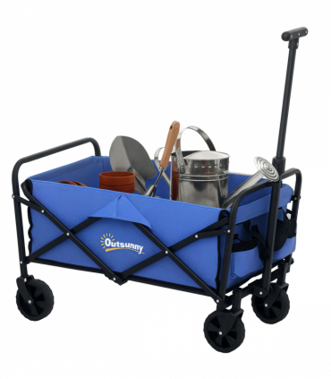 Outsunny 62L Festival Trolley, 120kg Heavy Duty Folding Trolley Cart, Blue