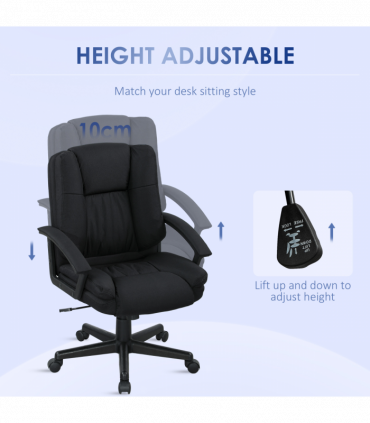 HOMCOM Swivel Executive Office Chair Mid Back Chair w/ Arm, Black