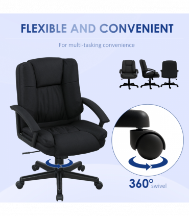 HOMCOM Swivel Executive Office Chair Mid Back Chair w/ Arm, Black