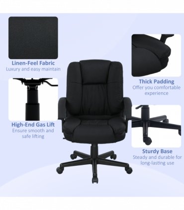 HOMCOM Swivel Executive Office Chair Mid Back Chair w/ Arm, Black