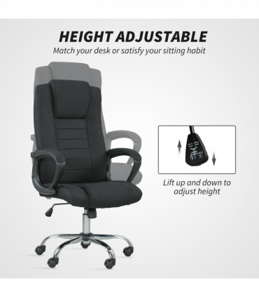 Vinsetto Office Chair for Desk, with Height Adjustable, Wheels, Black