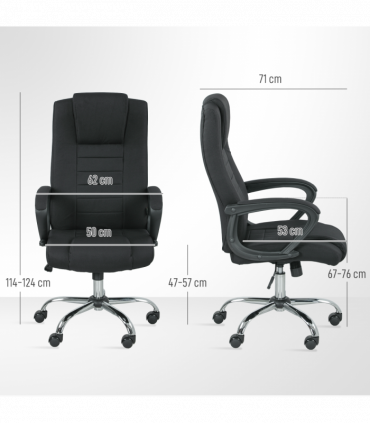 Vinsetto Office Chair for Desk, with Height Adjustable, Wheels, Black