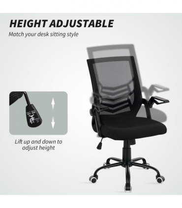 Vinsetto Mesh Swivel Office Chair Task Computer Chair w/ Lumbar Support, Black