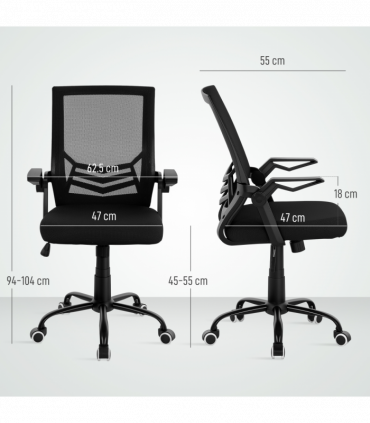 Vinsetto Mesh Swivel Office Chair Task Computer Chair w/ Lumbar Support, Black