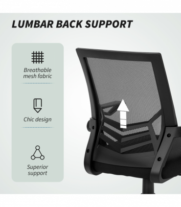 Vinsetto Mesh Swivel Office Chair Task Computer Chair w/ Lumbar Support, Black