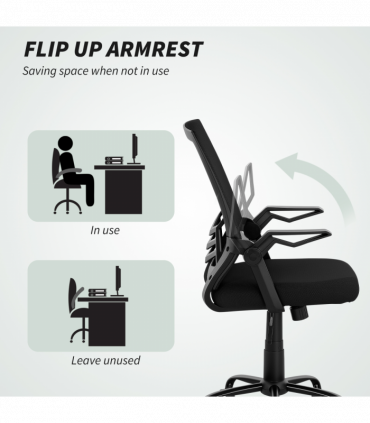 Vinsetto Mesh Swivel Office Chair Task Computer Chair w/ Lumbar Support, Black