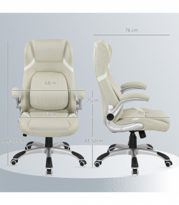 Vinsetto Fabric Office Desk Chair w/ Adjustable Height Tilt Function Beige